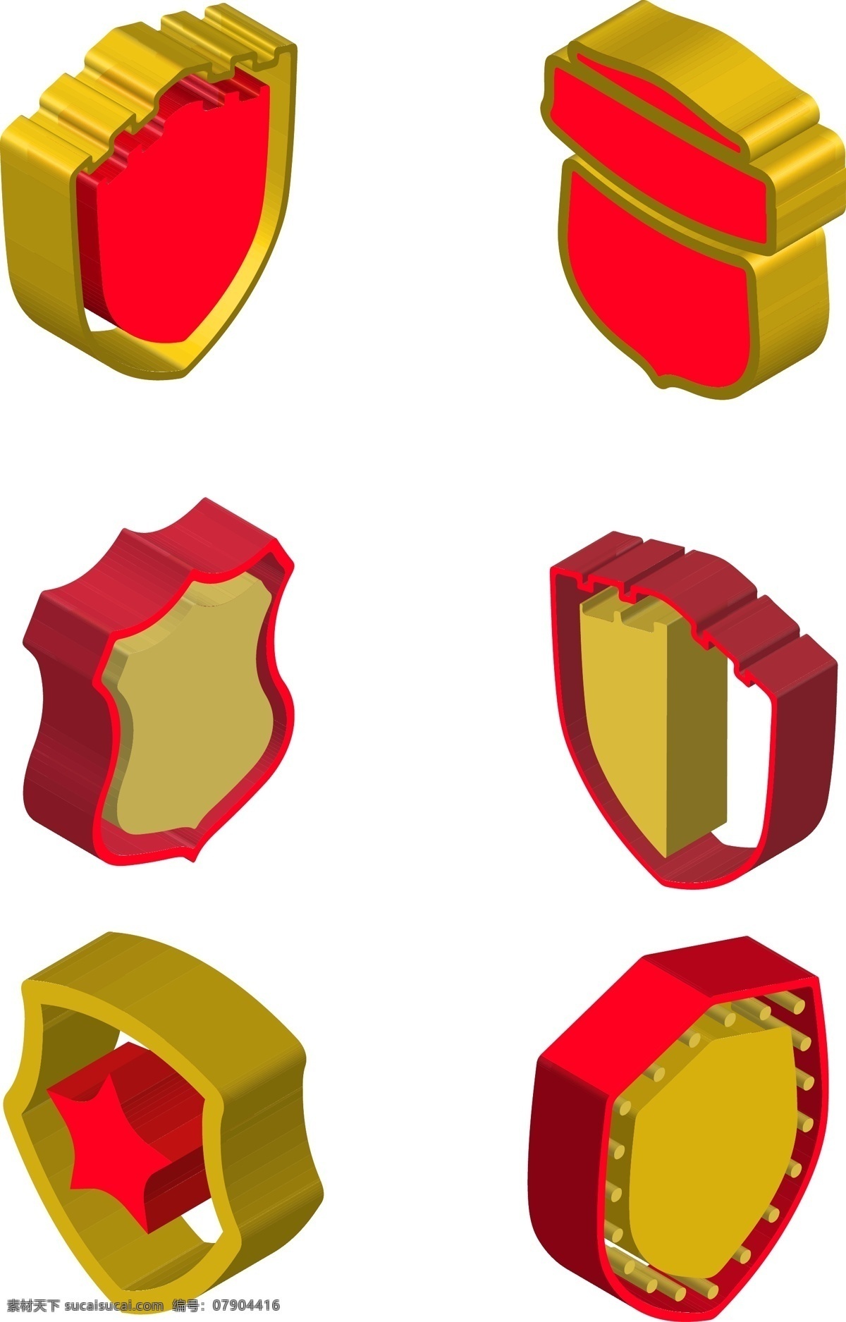 d 红 金盾牌 漂浮 元素 商用 2.5d 金 盾牌 ai素材 漂浮元素