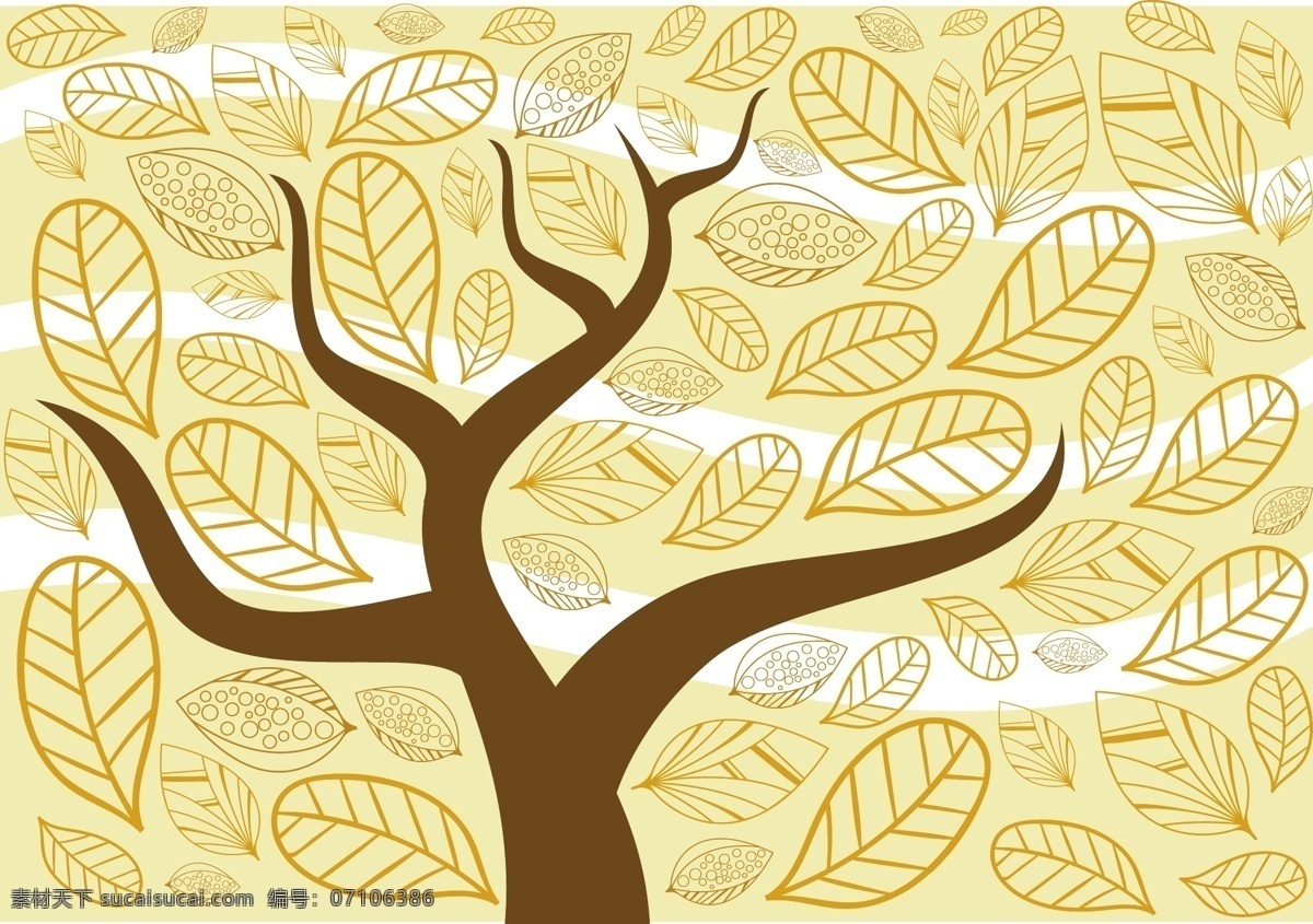 手绘 秋季 大树 叶子 背景 图 广告背景 背景素材 广告 背景图 黄色 无缝 植物 简约