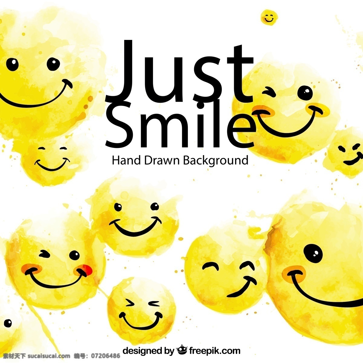 水彩 绘 黄色 笑脸 表情 矢量图 格式 矢量 高清图片