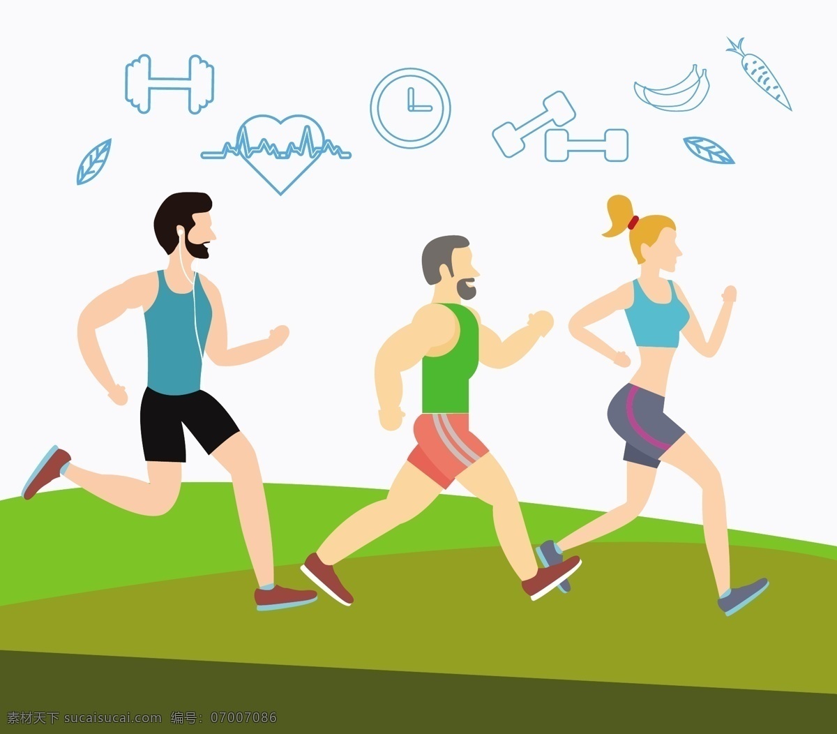 跑步 运动 矢量图 运动素材 人物 运动员