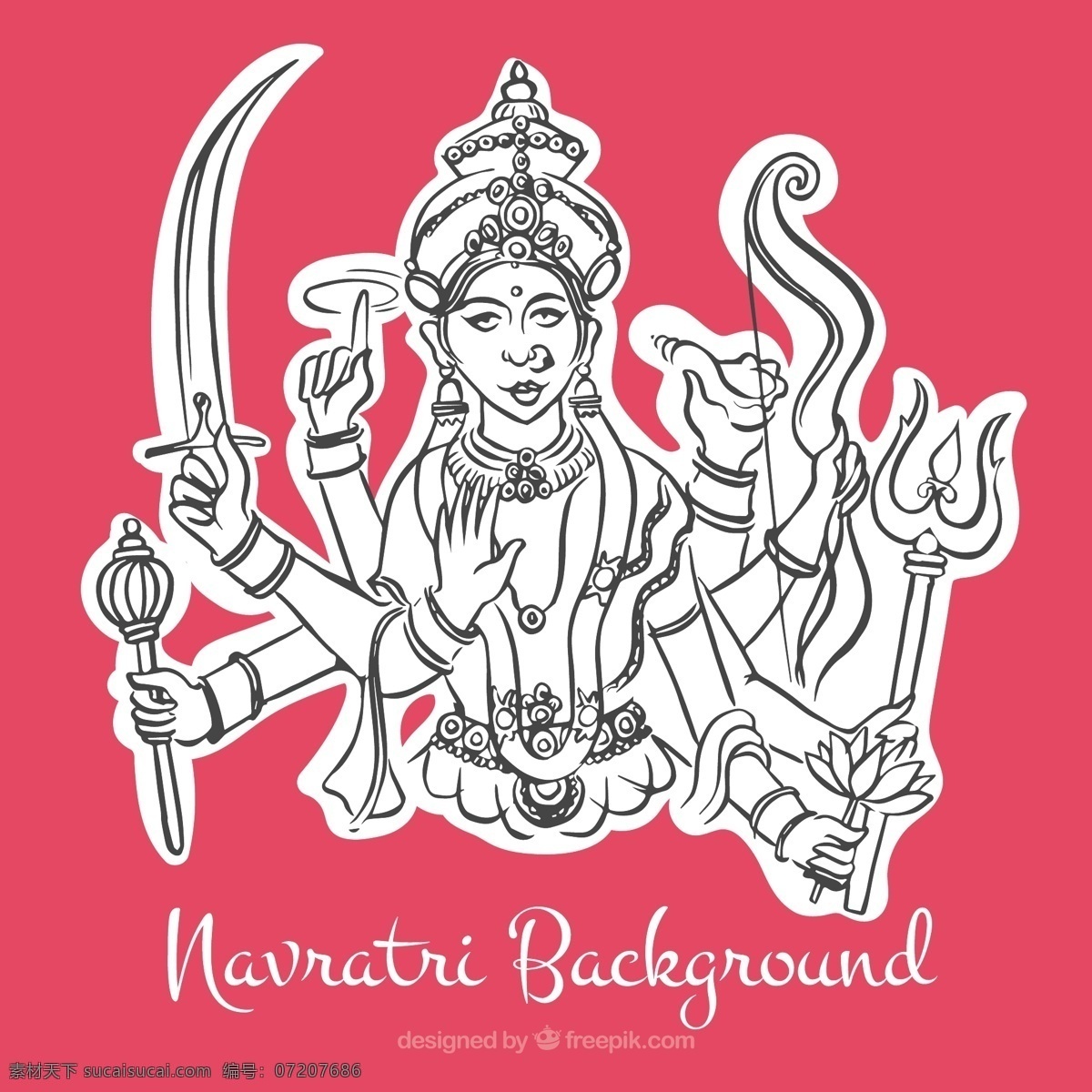 杜 迦 女神 navratri 粉红色 背景 说明 的背景下 一方面 手绘 粉红 庆典 宗教节日 印度 绘画 插图 文化 传统 宗教 绘制 印度教 精神 喜庆 素描 写生