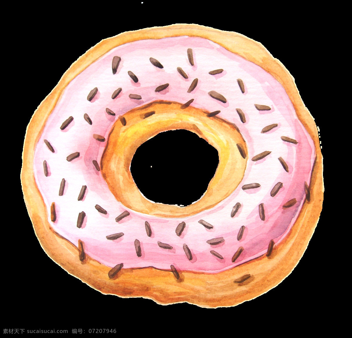粉色 可爱 甜甜 圈 手绘 透明 甜蜜 手绘图 透明素材 装饰素材