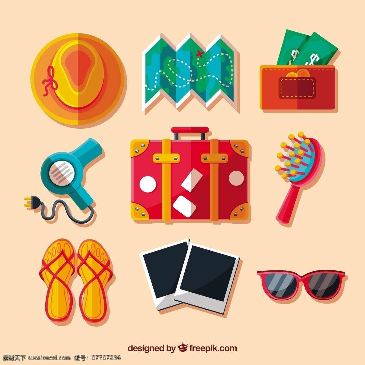 平面设计 手提 箱包 旅行配件 旅游 夏季 地图 世界 世界地图 平面 帽子 太阳镜 度假 旅行 手提箱 钱包 配件 行李 背包