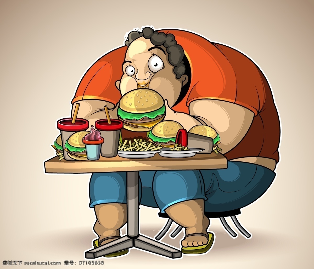 暴饮暴食 男人 插画 卡通画 人物 男人插画 美食 日常生活 矢量人物 矢量素材