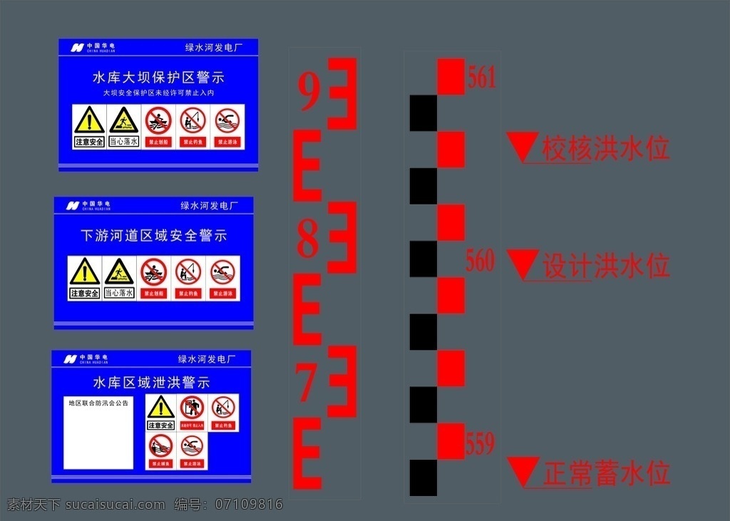 中国华电 中国华电标牌 水位测量 安全警示牌 告知牌