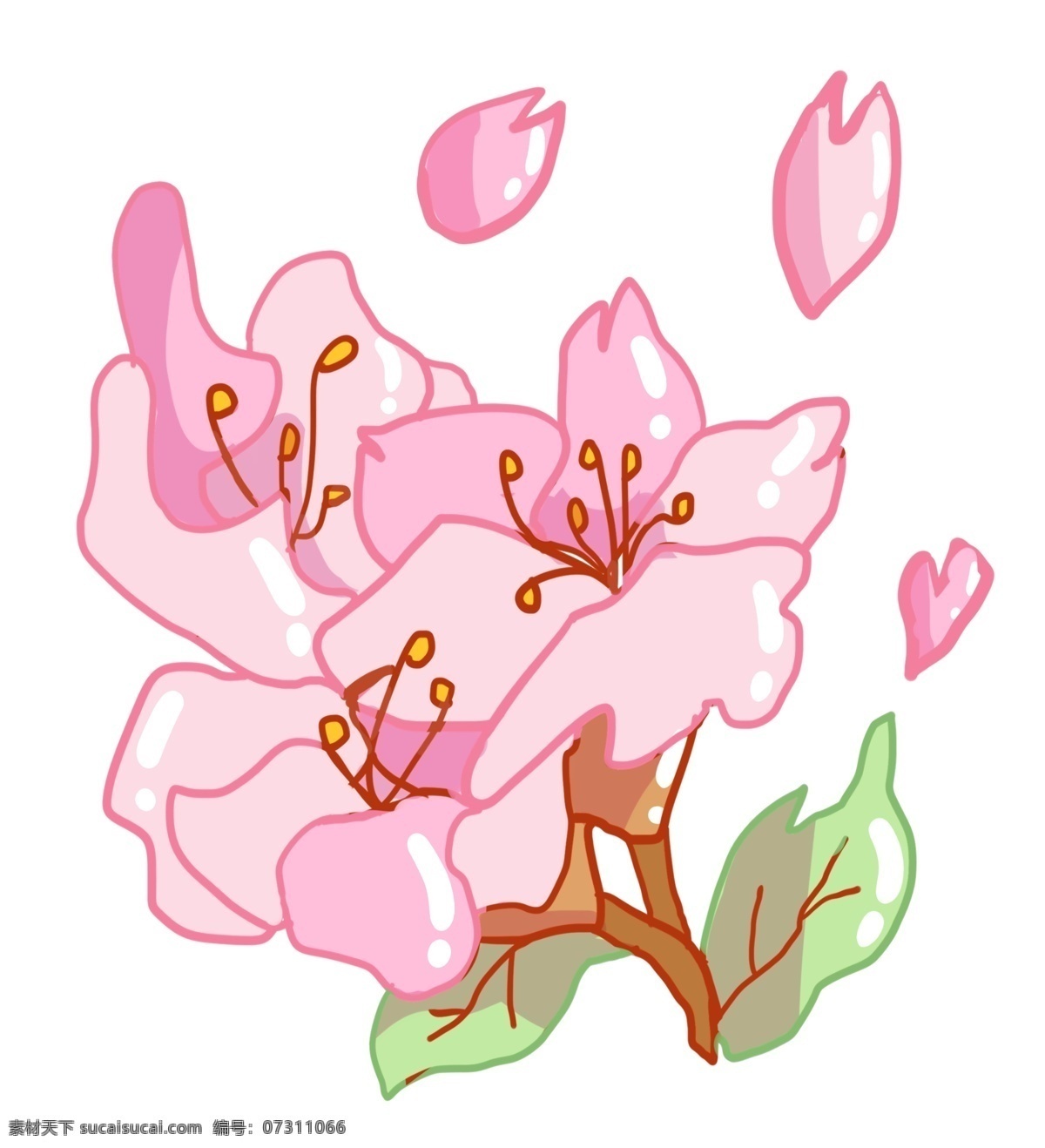 唯美 的卡 通 樱花 插画 美丽的樱花 植物 卡通樱花插画 花朵 创意樱花插画 盛开的樱花