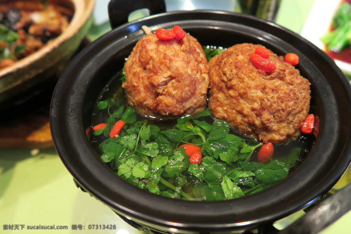 传统 菜品 狮子头 美味 蔬菜 餐饮美食 传统美食