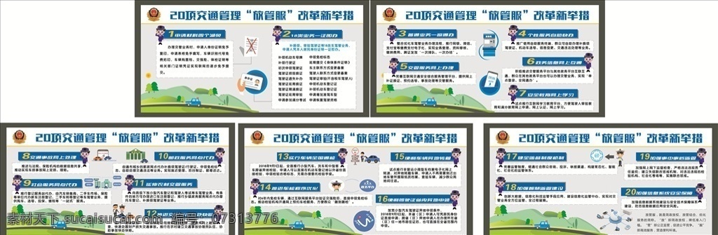 交管 放 服 项 改 革新 举措 交管放管服 放管服 放管服新举措 交管改革举措 20项新举措 交警管理举措 宣传栏 展板模板