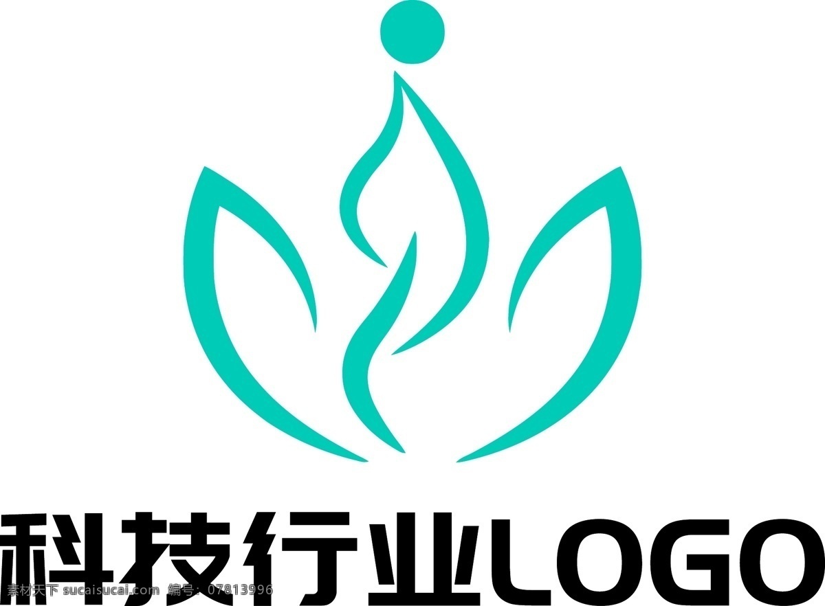 互联网 科技 行业 logo 原创 青色 小清新 花朵 绽放 矢量 米粒儿