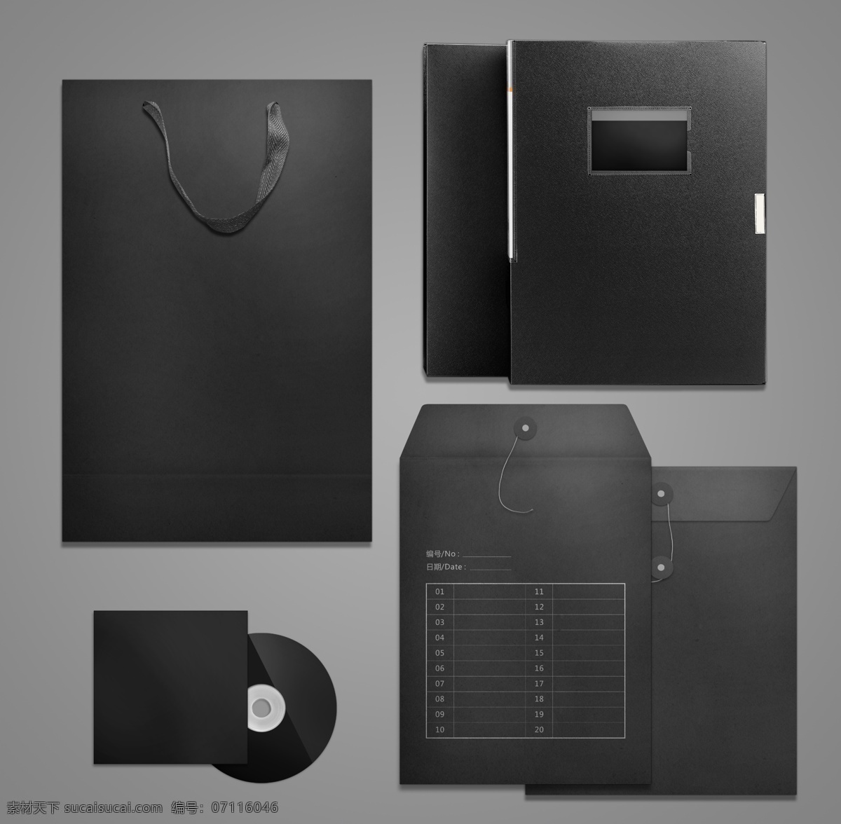 黑白 风格 vi 系统 模板 vi系统 实物模板 ps 分层 抠图 黑色 纸袋 文件夹 文件袋 cd ps源文件 展板模板