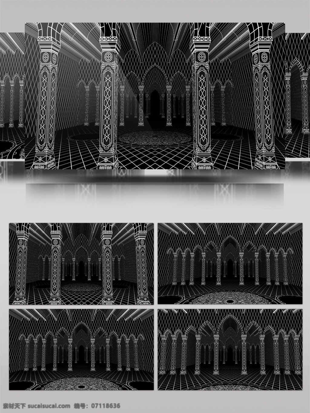 旧 胶片 宫殿 视频 黑白照片 柱子 视频素材 动态视频素材