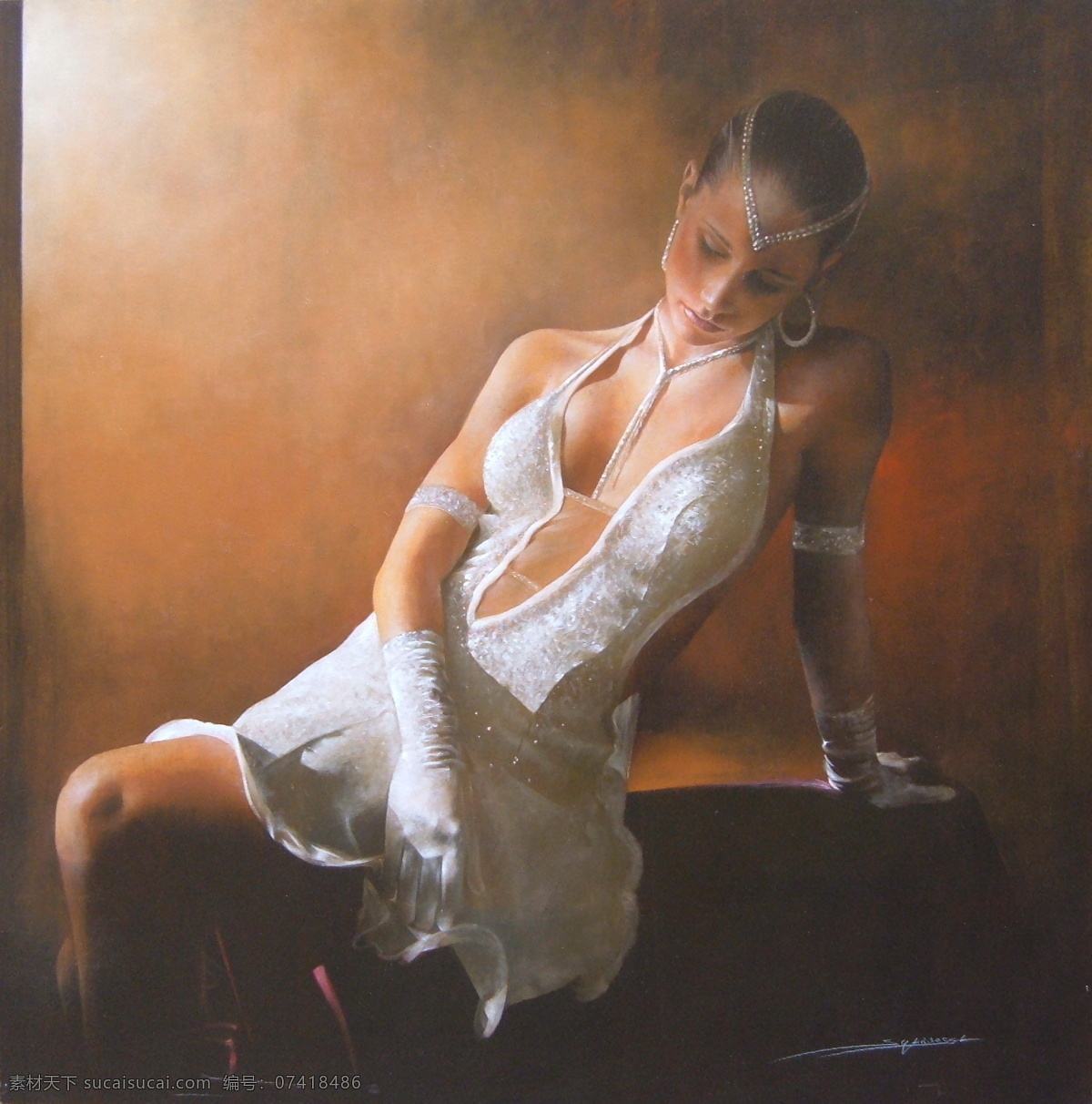 油画美女 油画 绘画 艺术 美女 舞者 绘画书法 文化艺术