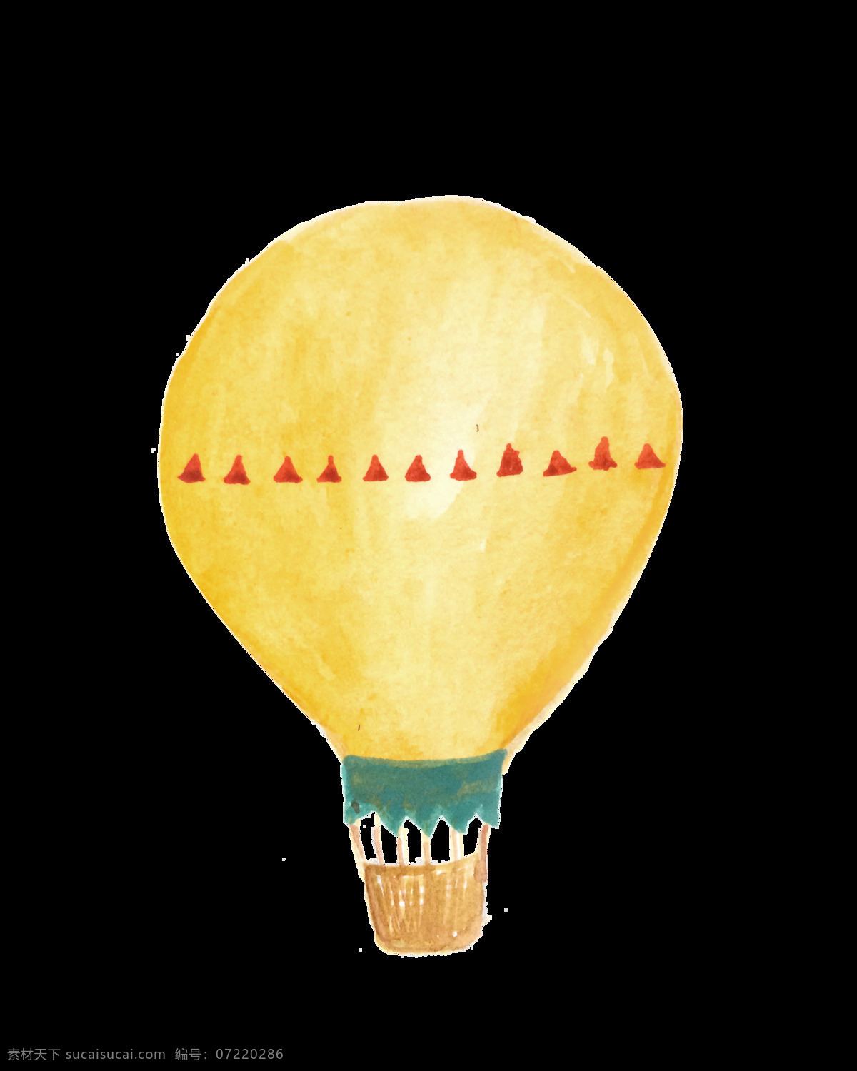 黄色 小 三角 热气球 卡通 透明 简约 美丽 可爱