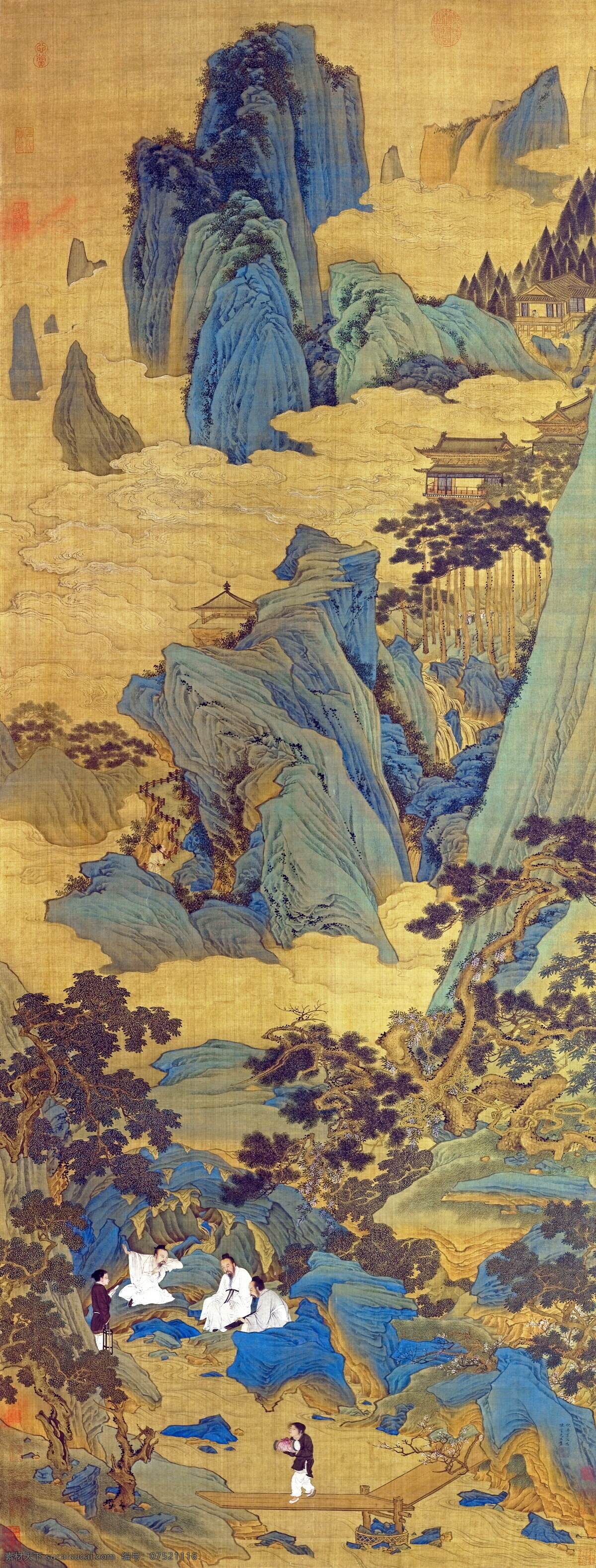 高清国画 国画 绘画 古代 山水 古画 人物画 彩色画 中国风格素材 文化艺术 绘画书法