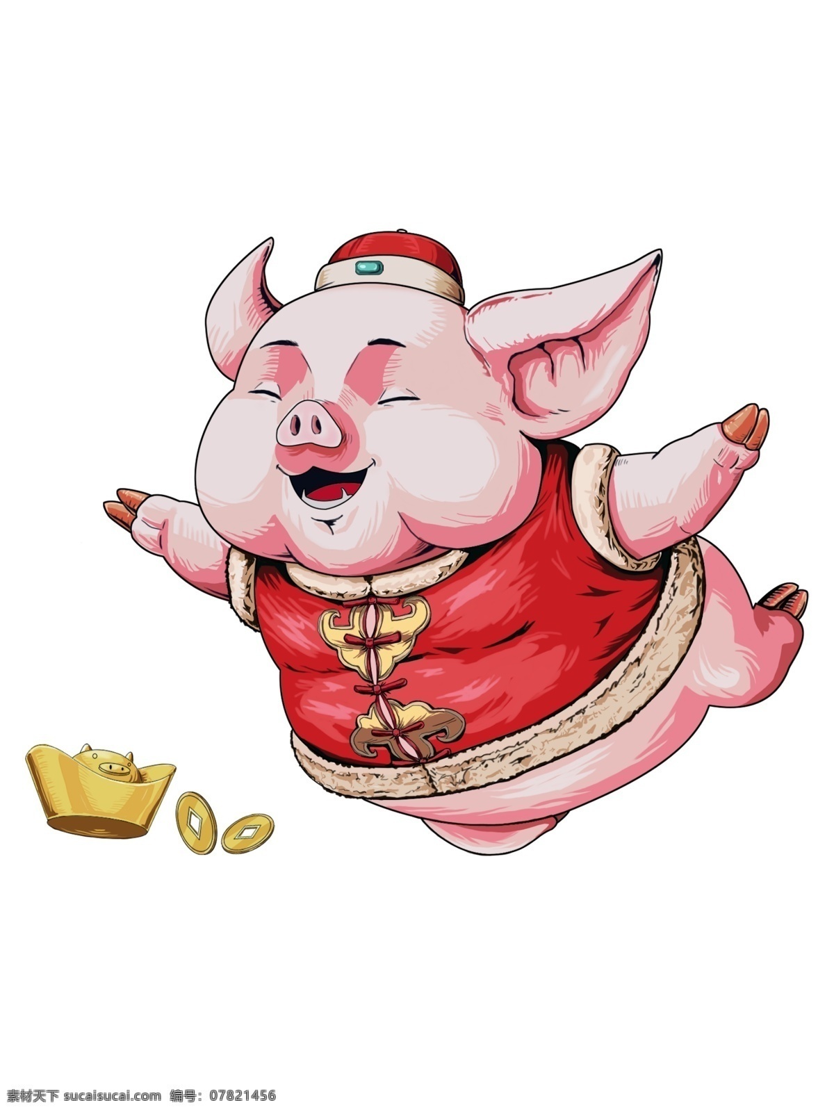 原创 2019 可爱 小 猪 送 福 元宝 送福 飞猪 海报设计元素