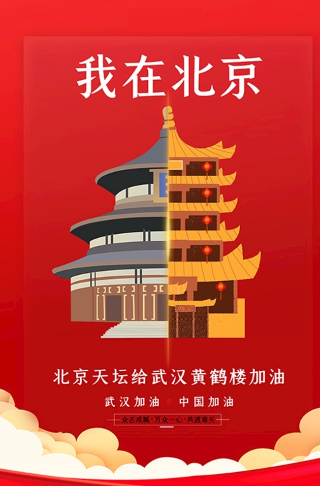 武汉 加油 北京 天坛 红色 扁平 海报 黄鹤楼 插画 城市 地标 北京天坛 万众一心 众志成城 中国加油 加油中国 加油武汉 疫情 抗击疫情 防疫 疫 防疫肺炎 疫情防控 冠状病毒 疫情海报 新型冠状病毒 抗击病毒 战疫 加油海报 抗疫情 抗疫