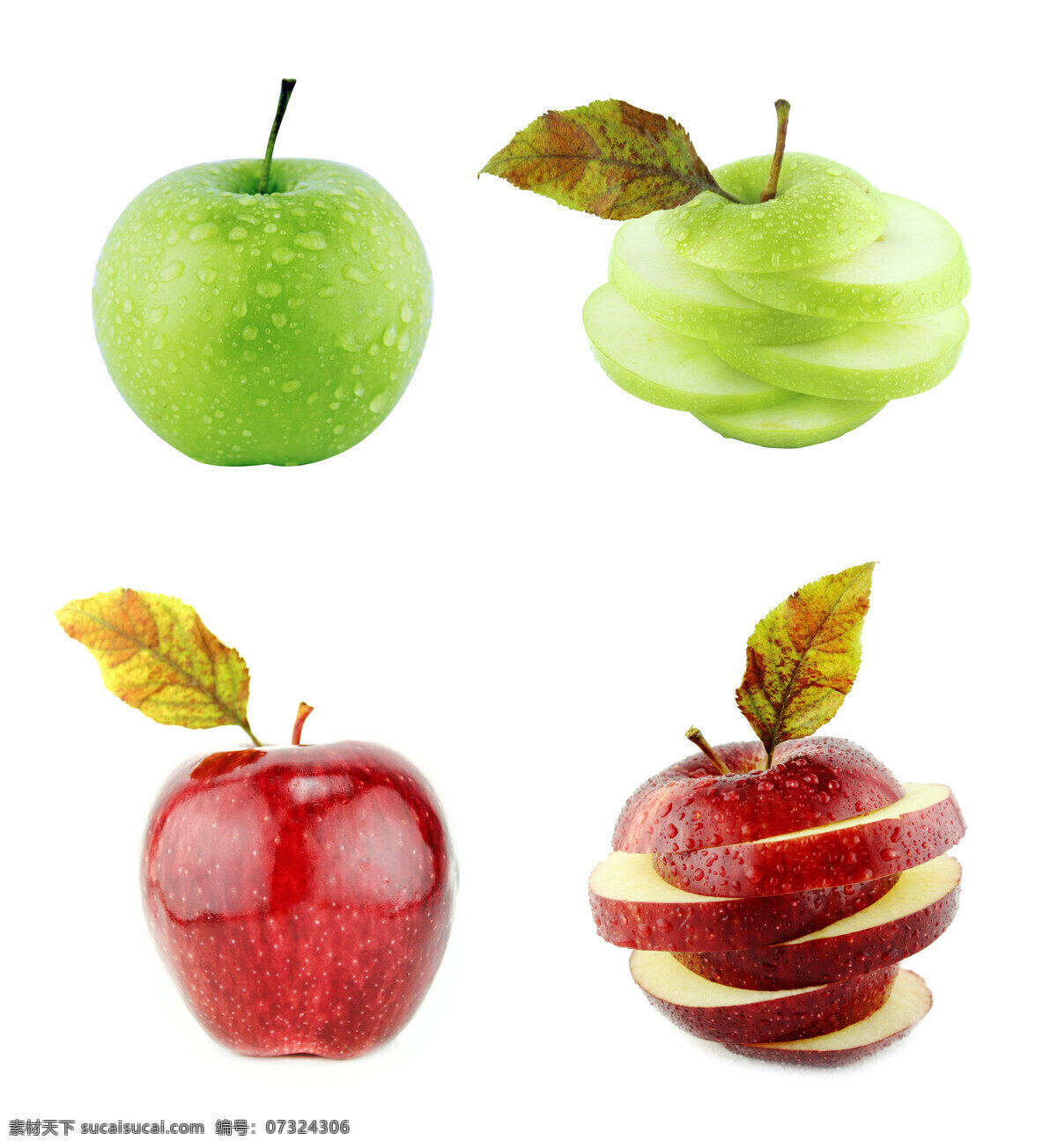 红苹果 青苹果 创意水果 切开的苹果 苹果 新鲜苹果 新鲜水果 水果摄影 水果蔬菜 餐饮美食 白色