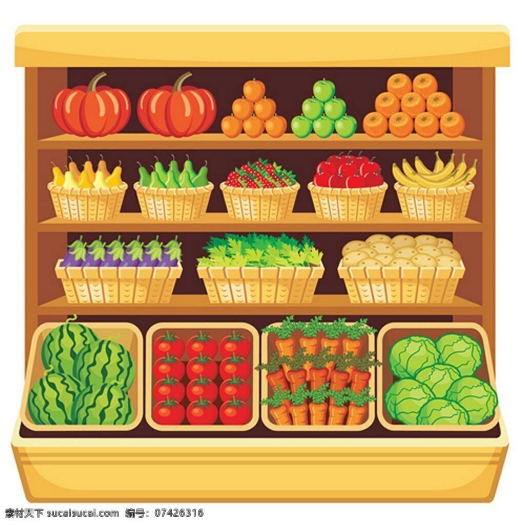 超市 商品 货架 新鲜 水果 蔬菜 矢量图 广告背景 广告 背景 背景素材 矢量 南瓜 西瓜 西红柿 胡萝卜 卷心菜