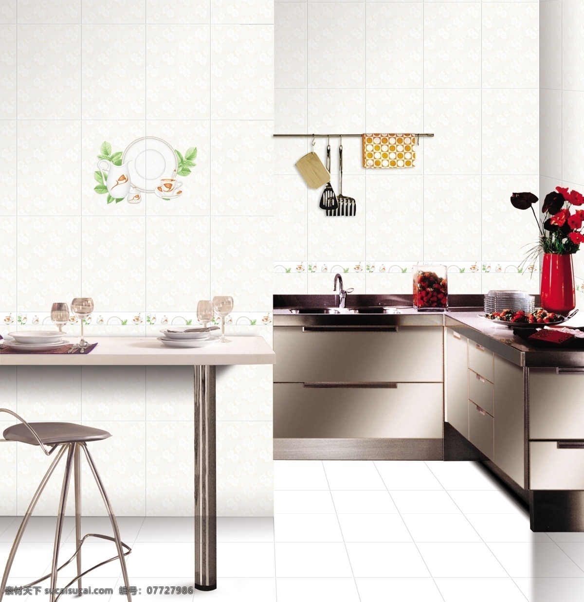 厨房 效果图 厨房效果图 环境设计 室内设计 铺贴图 装饰素材