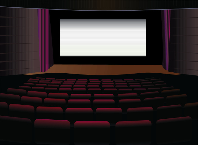 电影院 剧院 看电影 荧幕 帷幕 座位 幕布 放电影 矢量图... 黑色