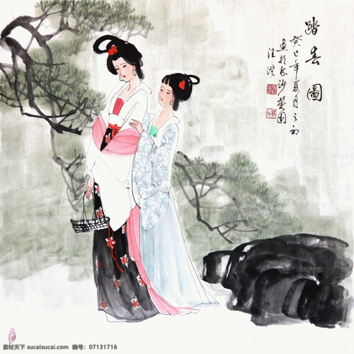 古典美女 古典人物 国画素材 绘画书法 美女 墨迹 人物国画 踏春 图 设计素材 模板下载 踏春图 古典 人物 国画 美女国画素材 中国风 中国风背景 中国风素材 国画模板下载 文化艺术