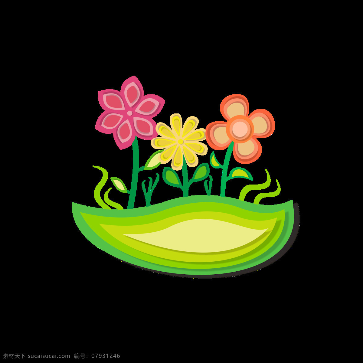 插画 折纸 风 植物 盆 栽花 卡通 可爱 绿色 盆栽 卡通可爱 新鲜 花 折纸风格 好心情
