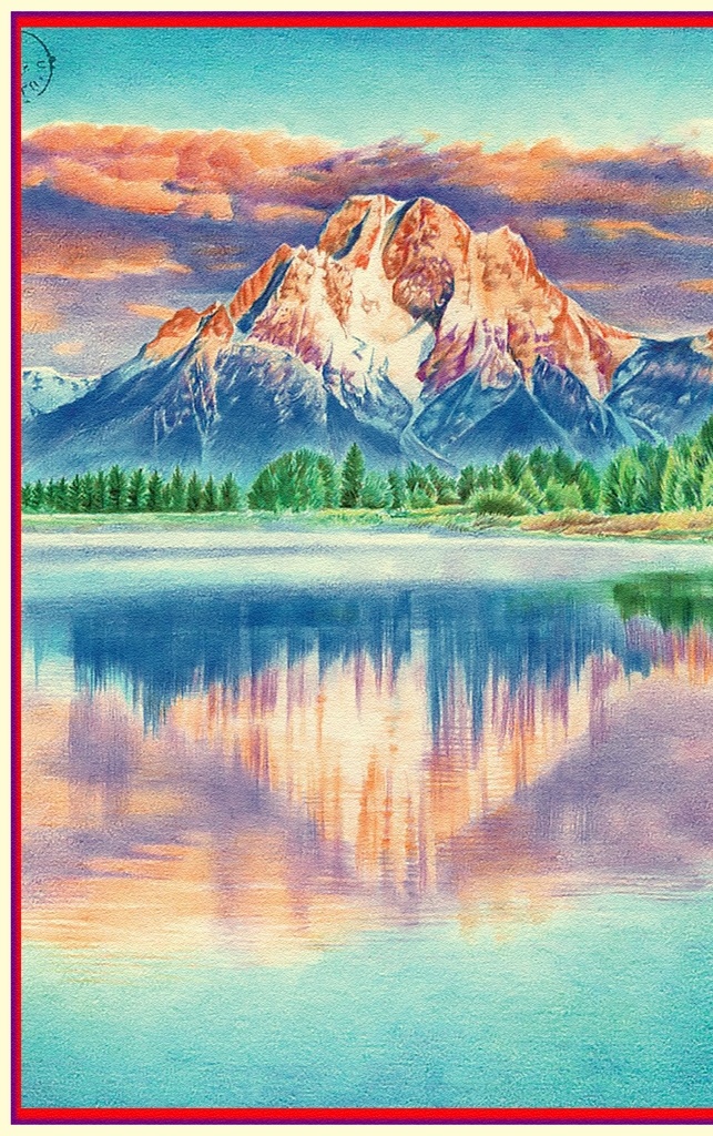 风景图片 倒影水彩画 手绘水彩 手绘花朵 手绘叶子 小清新 手绘彩铅 艺术画 文化艺术 绘画书法