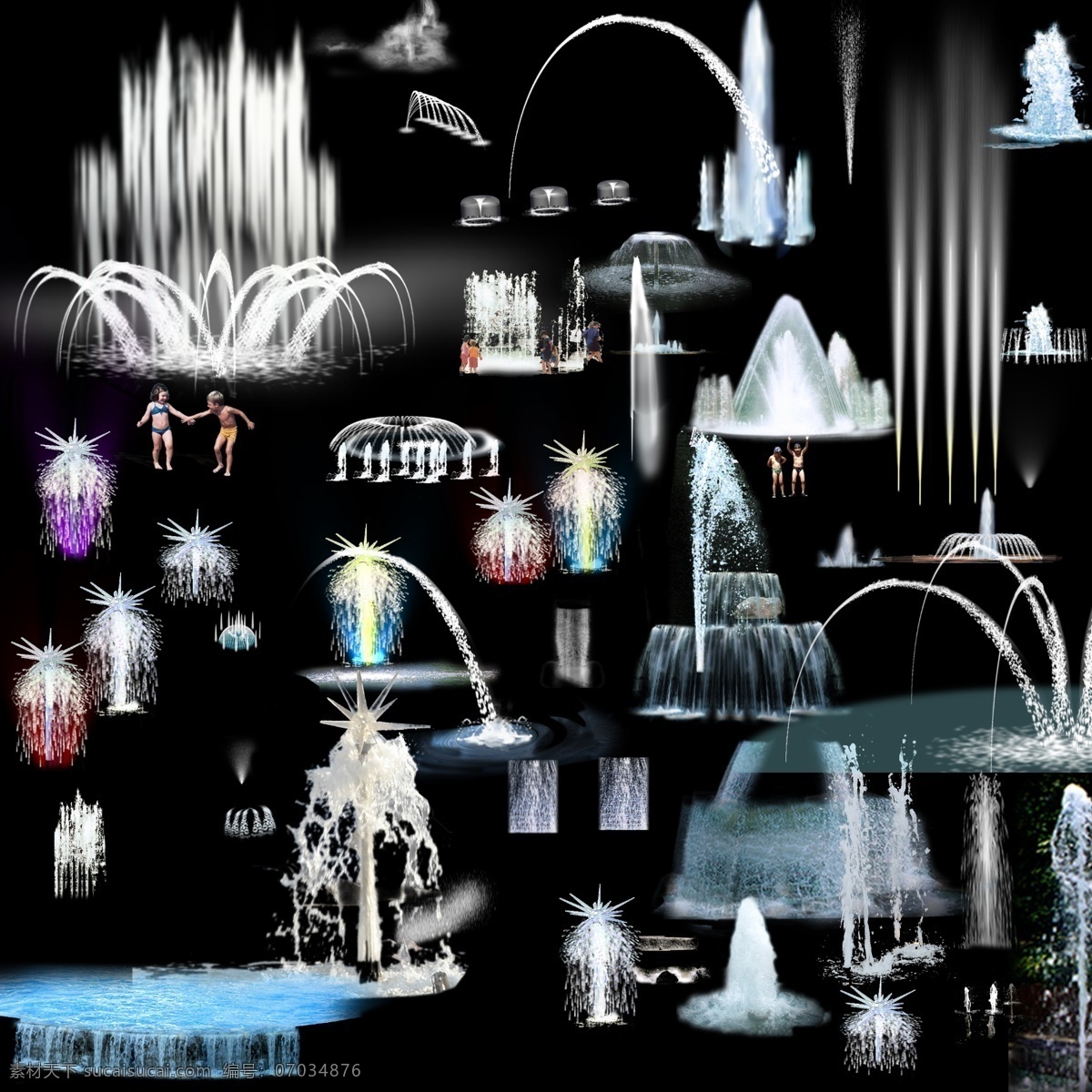 喷泉 psd分层 园林景观 喷泉设计 3d模型素材 室内装饰模型