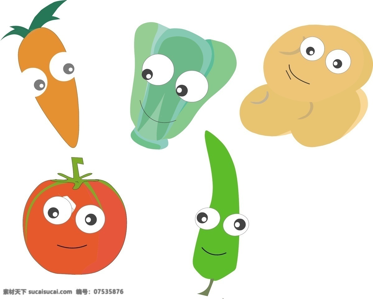 卡通蔬菜 卡通 蔬菜 卡通人物 红萝卜 番茄 土豆 白菜 青椒 卡通素材 手绘卡通蔬菜 蔬菜宝宝 餐饮美食 生活百科 矢量