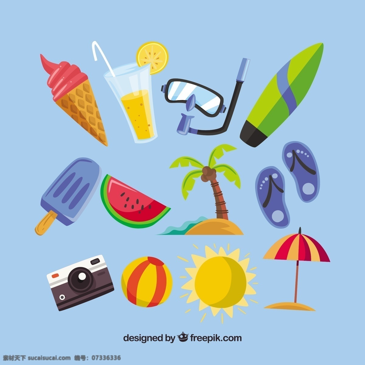 夏季 元素 彩色 集合 树 手 夏 相机 太阳 手绘 冰淇淋 色彩 节日 冰 饮料 棕榈树 球 棕榈 装饰 度假 西瓜 奶油