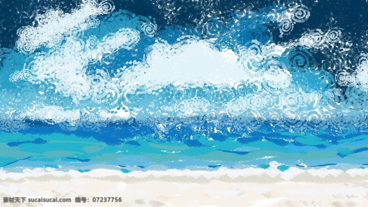 美丽 大海 油画 背景 天空 海滩 banner 背景素材 插画背景 广告背景 psd背景 背景展板