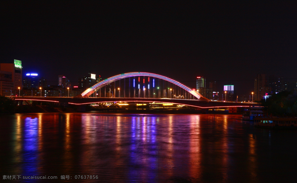 甘肃 兰州 元通 大桥 夜景