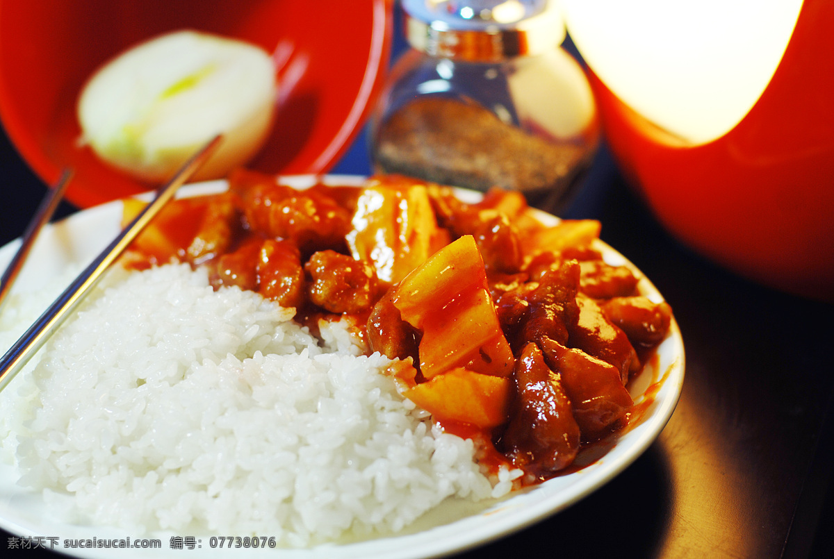 菠萝 咕噜肉 饭 餐饮美食 传统美食 快餐 套餐 菠萝咕噜肉饭 工作餐 psd源文件 餐饮素材