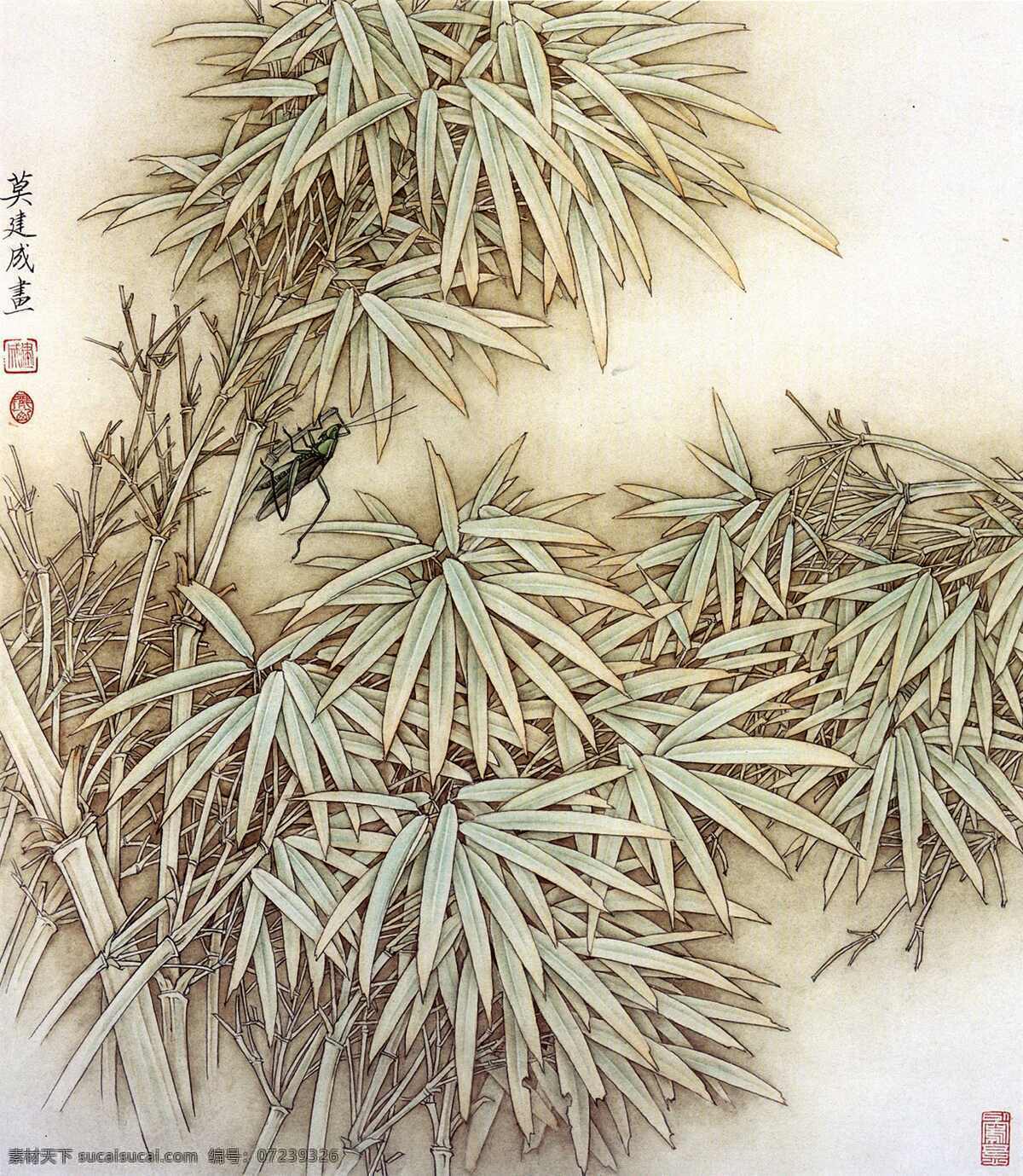 山竹 蚱蜢 挂画 国画 客厅挂画 水墨画 字画 走廊挂画 家居装饰素材 无框画