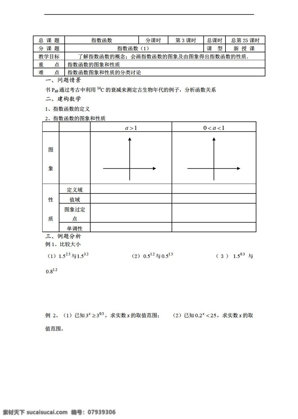 数学 苏 教 版 溧水县 二 高级中学 教学 案 必修 课时 指数函数 苏教版 必修1 学案