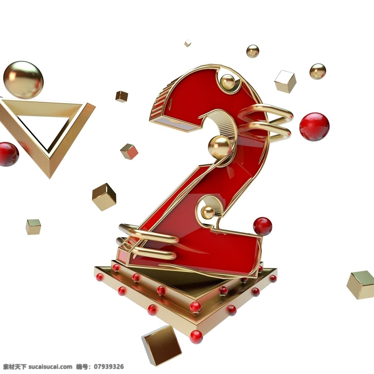 金属 喜庆 倒计时 艺术 字 数字 c4d倒计时 艺术字 数字2 可商用字体