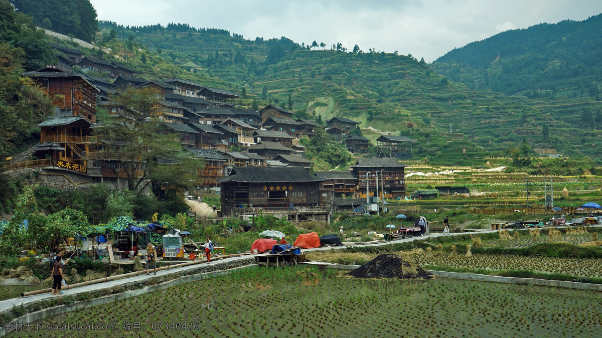 苗乡风光 苗寨 田园 苗族 贵州 古建筑 建筑 自然景观 风景名胜