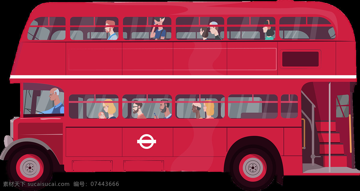 卡通 双层 巴士 元素 红色 交通工具 双层巴士 免 抠 透明