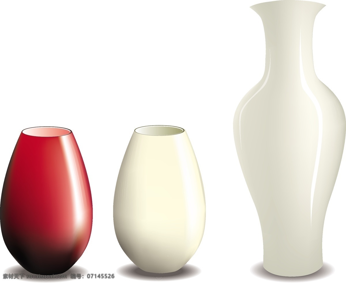 手绘 现代化 玻璃 瓶子 矢量 红色 白色 花瓶 反光