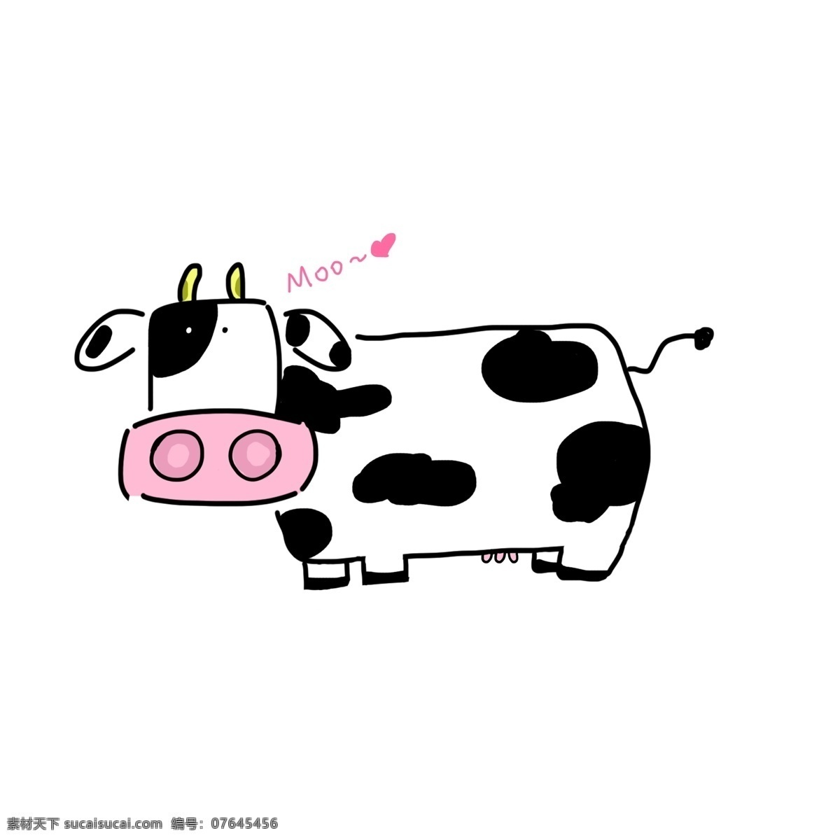 卡通 手绘 白色 奶牛 小 清新 可爱 动物 小清新