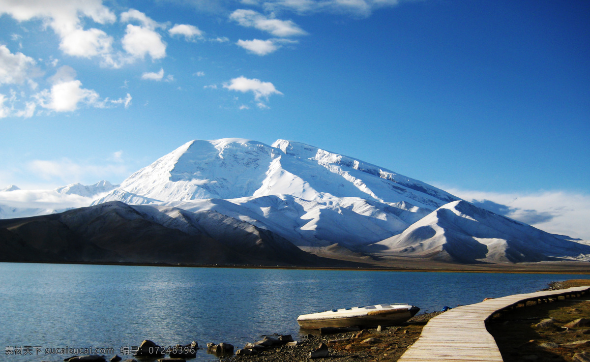 卡拉库里湖 南疆 蓝天 白云 小路 慕士塔格峰 旅游摄影 自然风景 摄影图库