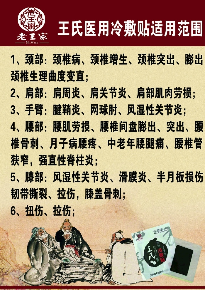 王氏 医用 冷敷 贴 王氏冷敷贴 老王家标 适用范围 冷敷贴图片 医用冷敷贴 膏药 室外广告设计