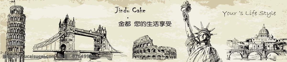 比萨 斜塔 分层 比萨斜塔 蛋糕店 源文件 装饰画 自由女神像 双子桥 psd源文件 餐饮素材