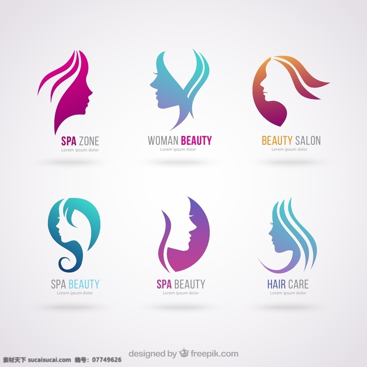 女子 头像 美容院 标志 矢量图 侧脸 logo