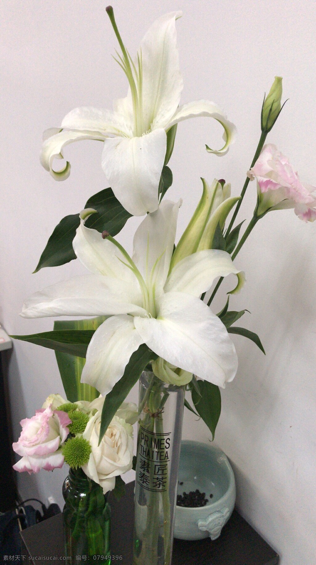 办公室 白色 花卉 康乃馨 月季 红色花朵 鲜花 盛开 绿叶 花瓣 花蕊 百合花特写 植物花草 生物世界 花草
