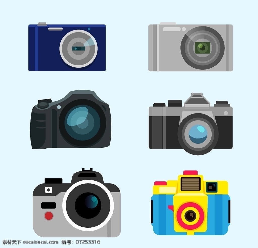 卡通照相机 拍立得 数码相机 可爱 手绘 玩具 图标 logo ai矢量图 高清图片 拍照 复古相机