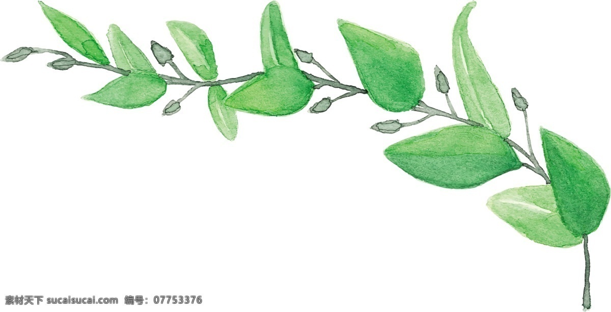 手绘 绿叶 矢量 绿色 叶子 抽象 简约 创意 免扣素材 卡通