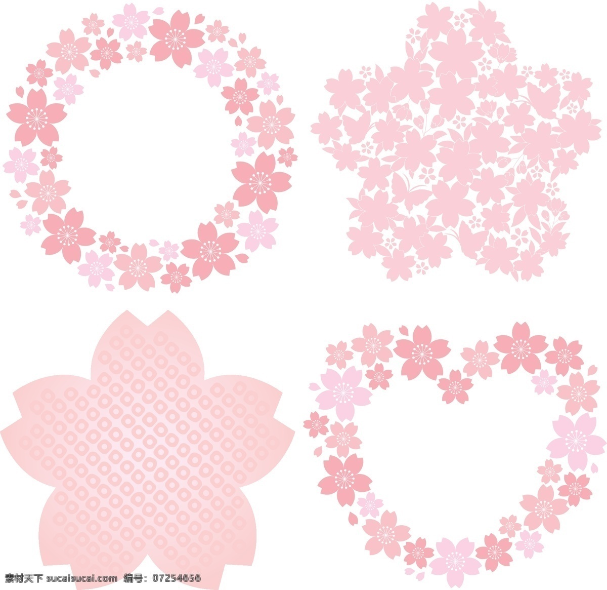粉色 花卉 装饰 矢量 花朵 花环 爱心 心型 心形 卡片 插画 背景 海报 画册 矢量植物 生物世界 花草 白色