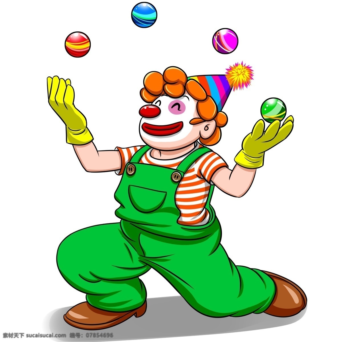 玩 小球 的卡 通 小丑 愚人节 商用 可商用 红鼻子 绿色 背带裤
