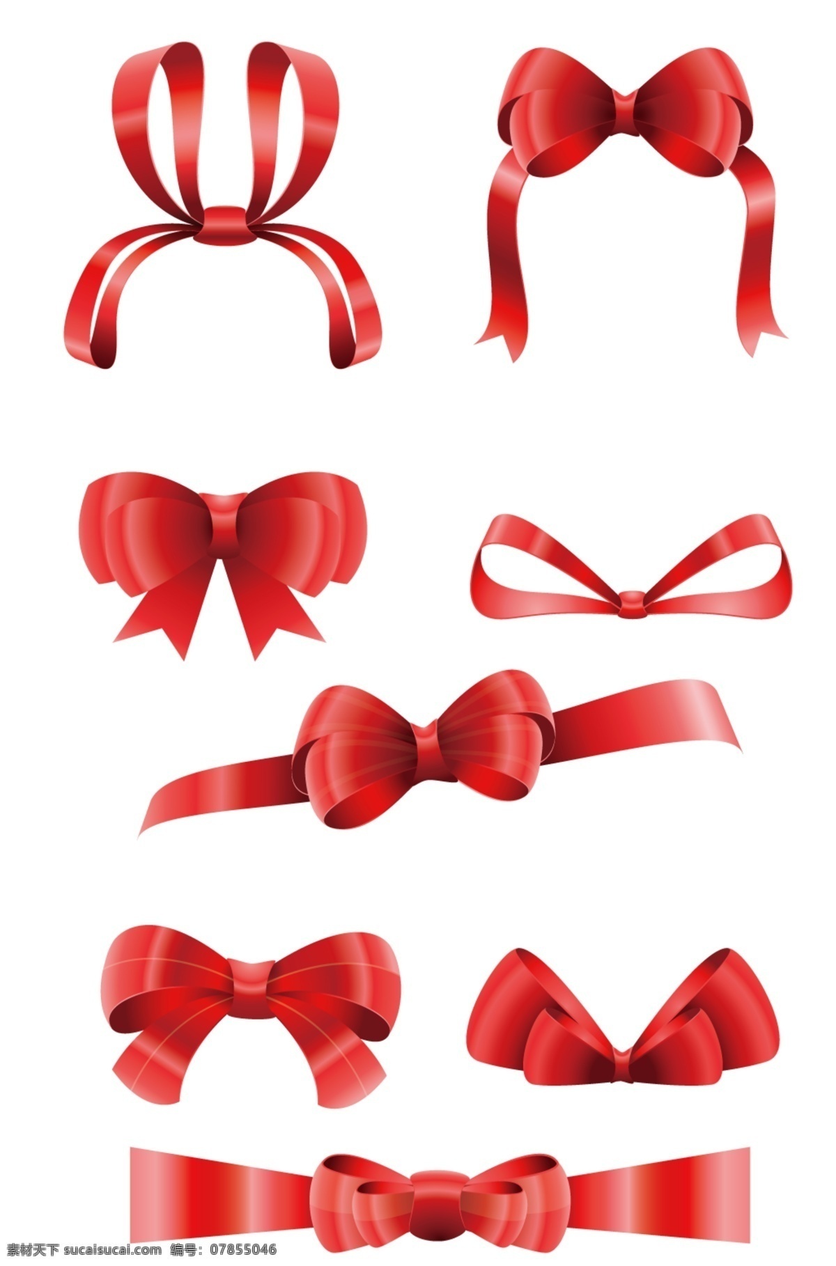 红色 彩带 多形状彩带 喜庆素材 绸带 分层